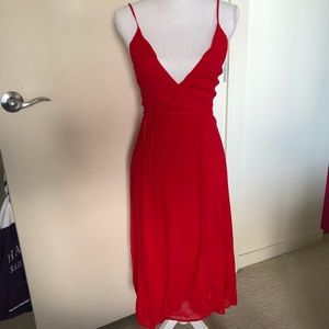 Red wrap dress
